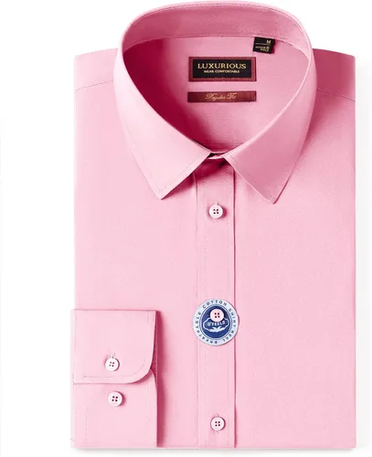 Vista 2 de Camisas de vestir para hombre, camisas de vestir de manga larga para hombre, camisa de algodón con botones, camisas de vestir regulares grandes