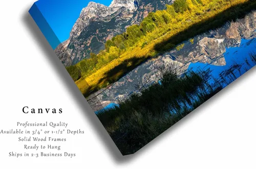 Vista 2 de Rocky Mountain Canvas Wall Art (Ready to Hang) Gallery Wrap of Grand Teton Reflecting Off Water at Schwabacher Landing in Wyoming Western
