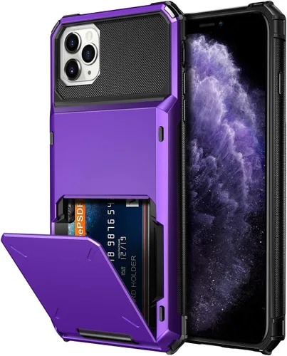 Vista 20 de Vofolen Funda protectora para iPhone 11, 4 tarjetas, ranura para identificación, puerta abatible, bolsillo oculto, antiarañazos, doble capa