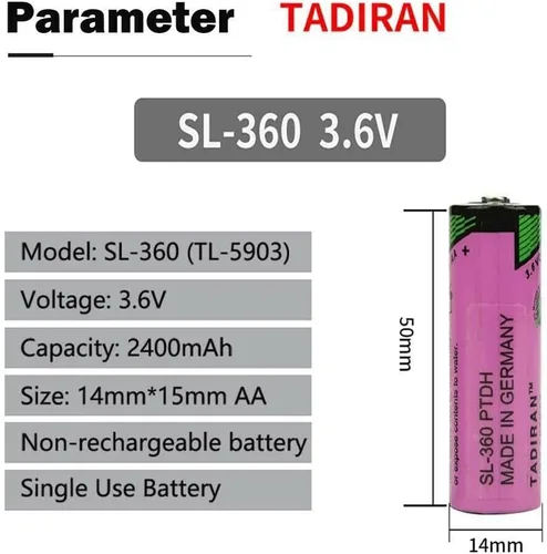 Vista 3 de SL-360 PLC/TL-5903 3.6V 2400mAh AA Batería de litio para Tadiran TL-5903 SL-360 S7-400 ER14500 ER14505 para máquina Siemens S7-400 PLC
