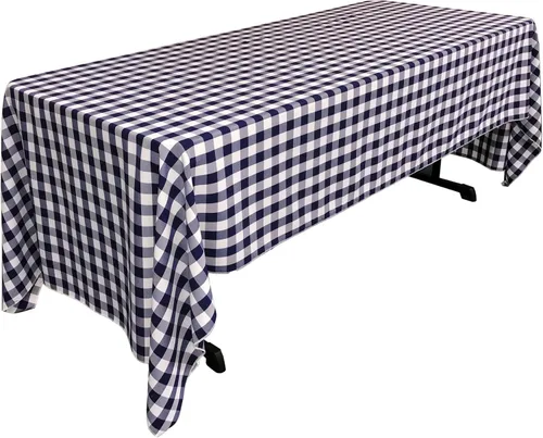 Vista 21 de LA Linen Mantel rectangular de poliéster Gingham a cuadros 60 por 84 pulgadas, blanco y verde oscuro