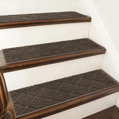 Vista 26 de COSY HOMEER - Alfombra antideslizante para escaleras, para interiores y escalones de madera, para niños y perros, 100 % poliéster, base de Beige