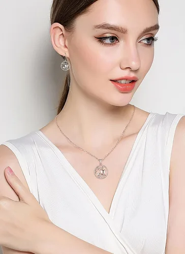Vista 4 de AEONSLOVE Collar de elefante de plata de ley con buena suerte, regalo para mujer, cadena de 17.7in, Plata esterlina