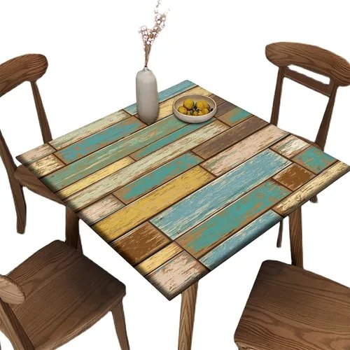 Vista 52 de Mantel redondo ajustable con borde elástico floral azul, mantel con borde elástico de estilo floral pastoral, almohadilla de mesa de poliéster