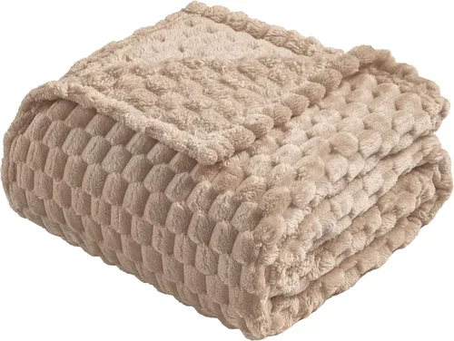 Vista 57 de Vessia - Manta de forro polar de franela (50x70 pulgadas), manta 3D de jacquard negra, esponjosa y cálida para sofá, sillón, cama, silla, 300GSM