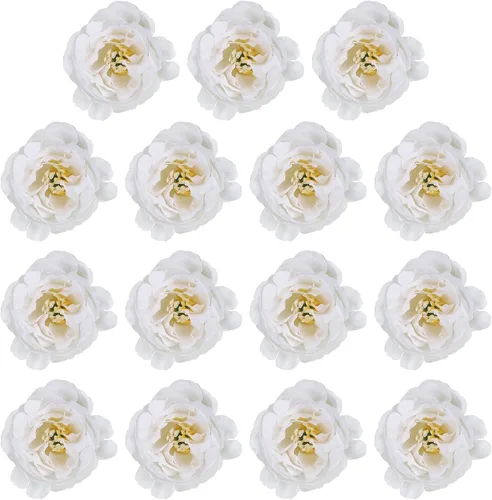 Vista 15 de PATIKIL Cabeza de flores artificiales, 15 cabezas de flores falsas, cabezas de peonía de seda a granel, flores de simulación para ramos de flores