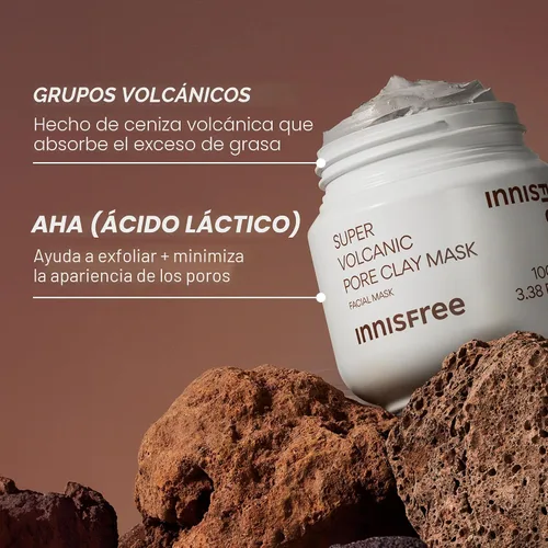 Vista 5 de innisfree Super Volcanic Clay Mask, Pore Cleansing & Oil Control Face Mask for Oily Skin with AHA, Korean Wash-Off Clay Mask for Clogged Pores