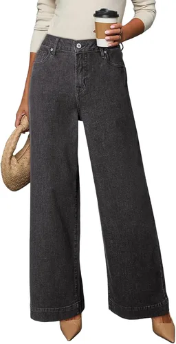 Vista 14 de Dokotoo Pantalones de mezclilla casuales de cintura alta para mujer Marrón