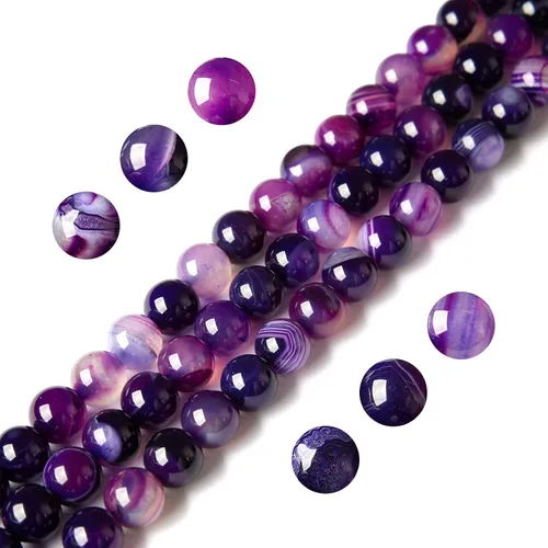 Vista 17 de 100 piezas de cuentas de ágata negra de 6 mm, cuentas naturales de piedras preciosas redondas sueltas para hacer joyas