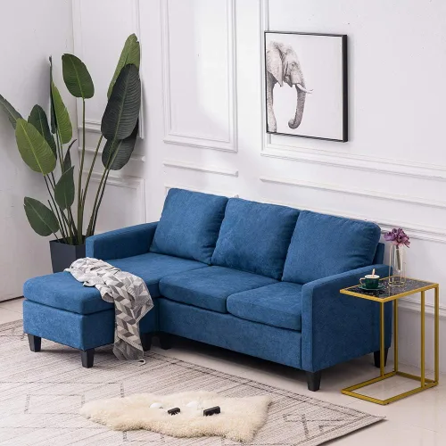 Vista 4 de Bonnlo Convertible Sectional Sofa L Shaped Sectional Couch Small 3-Seater Sectional Sofas,Modern Living Room Sectional Sofa Couch with Reversible