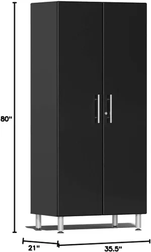 Vista 2 de Ulti-MATE UG21006B - Armario alto de garaje de 2 puertas en negro metálico medianoche