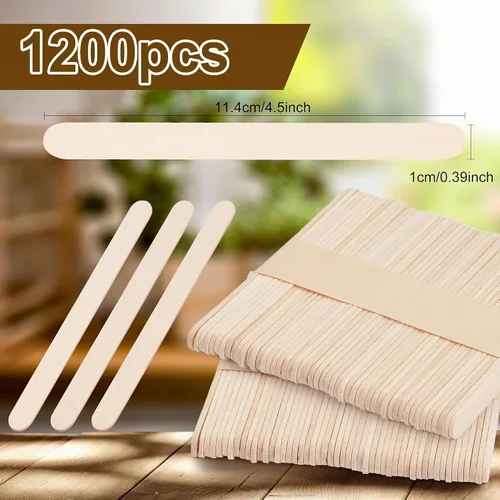 Vista 2 de 1200 palitos de madera para manualidades, palitos de helado de madera natural de 4.5 pulgadas de largo para manualidades de bricolaje de madera