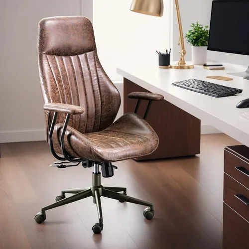 Vista 24 de HOOOWOOO Silla de Oficina Ergonómica, Silla de Escritorio Moderna de Computadora de Media Siglo, Silla Ejecutiva Cómoda con Asiento Extra Ancho