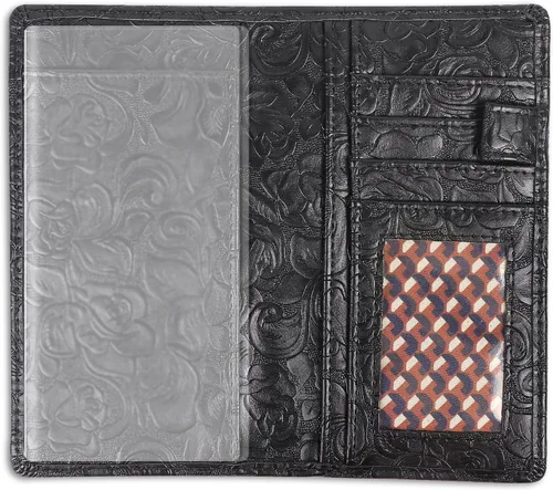 Vista 16 de Sanlykate Funda de libro de cheques de cuero para hombres y mujeres, estuche de libro de cheques con bloqueo RFID con tarjetero y divisor gratuito