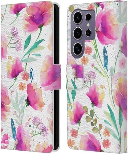 Vista 59 de Head Case Designs Officially Licensed Ninola Abstract Poppies Lilac Floral Leather Wallet Case Compatible with Samsung Galaxy A07 4G