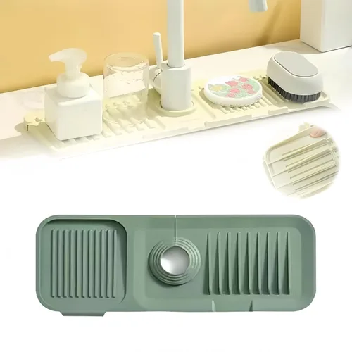 Vista 11 de Tapete para grifo para fregadero de cocina, tapete de drenaje de silicona 2026, protector de fregadero de piedra de secado rápido mejorado para Beige