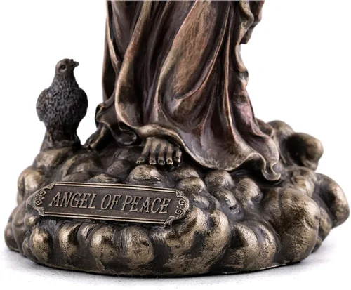 Vista 6 de Top Collection Estatua del ángel de la paz con espada, escultura de la dama de Fátima en bronce fundido en frío de primera calidad, figura