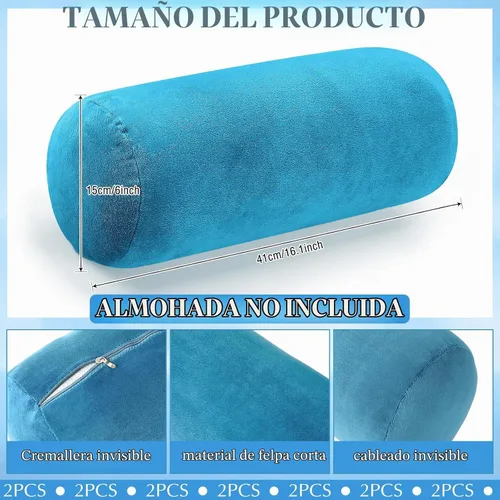 Vista 2 de Newwiee - 2 fundas de almohada para el cuello, 16 x 6 pulgadas, felpa corta, color azul