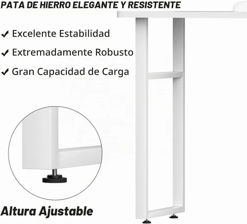 Vista 5 de Mesa de manicura de escritorio de uñas resistente a la acetona Blanco básico