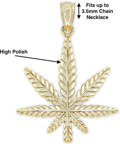 Vista 3 de Oro Hoja de Marihuana encanto, 14K oro macizo