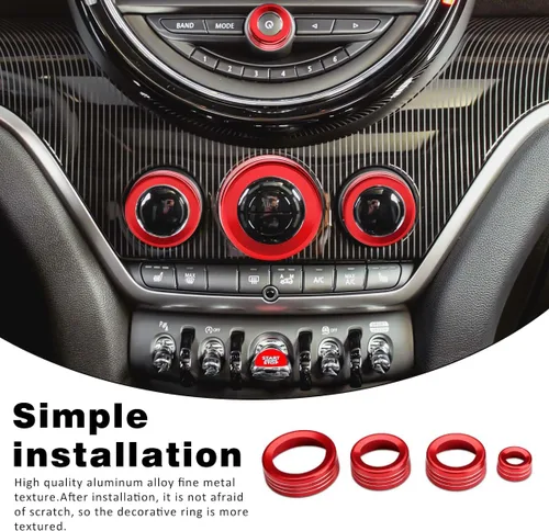 Vista 3 de Auovo Cubiertas de perilla de volumen para MINI Cooper - Compatible con anillos de interruptor de aire acondicionado 2014-2022