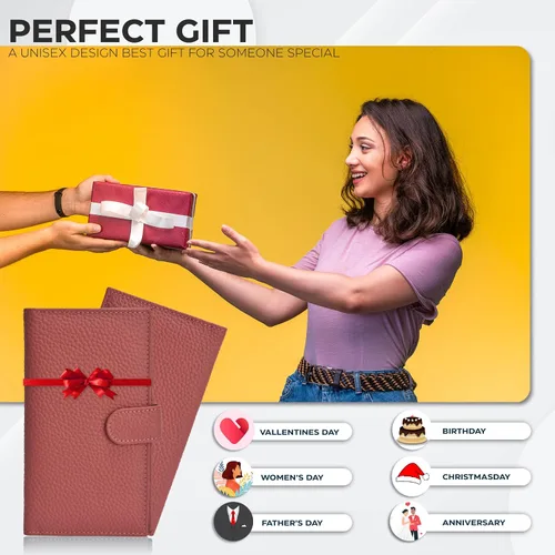 Vista 5 de Carteras de cuero con RFID y bolsillo de chequera para mujer, soporte duplicado de cheques tarjetas y bolígrafos