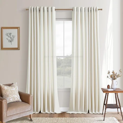 Vista 38 de Cortinas de avena con ojales DUKIYO de 96 pulgadas de largo para sala de estar, comedor, juego de 2 paneles, cortinas de arena y beige