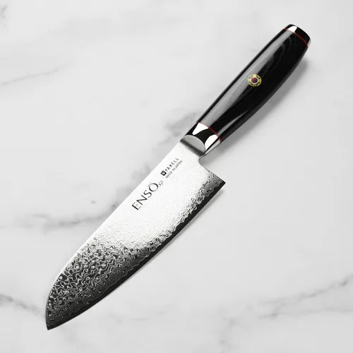 Vista 2 de Enso SG2 Santoku Cuchillo - Fabricado en Japón - 101 capas de acero inoxidable Damasco, 6.5 pulgadas