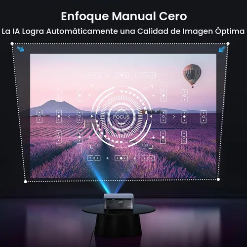 Vista 6 de HAPPRUN Proyector de Google TV 3000 ANSI, 4K HDR, enfoque automático Negro