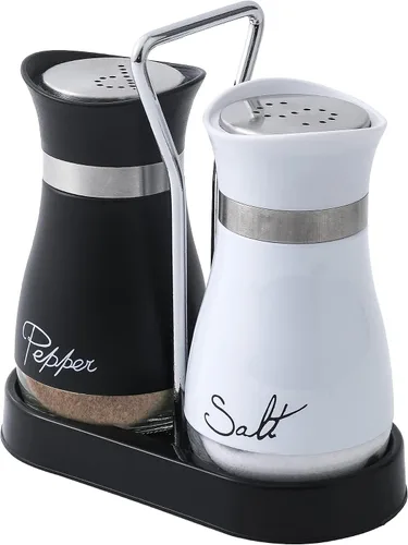 Vista 13 de Lonffery Juego de saleros y pimenteros, recipientes de sal de acero inoxidable con botella de vidrio para mesa, RV, campamento, barbacoa, juego de 2