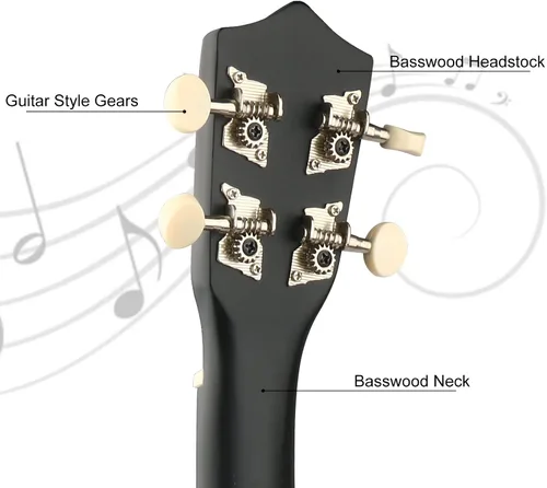Vista 3 de LXS Ukelele soprano para niños de principiantes - Ukelele guitarra pequeña de 21" con bolsa de concierto, cuerda de reserva, púas y tutorial