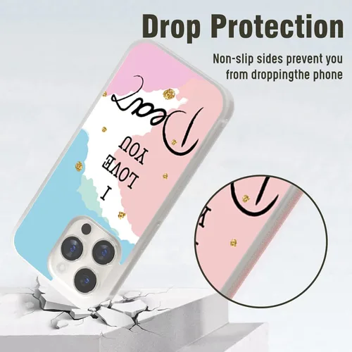 Vista 3 de Fundas de teléfono Love para mujeres aplicables a iPhone 11, 12, 13, 14 Pro Max Plus Mini, Samsung Galaxy S20 S21 S22 S23 (azul rosa te amo)