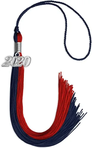 Vista 201 de Endea Graduation Borla de doble color con gota de fecha plateada (negro/oro antiguo, 2025)
