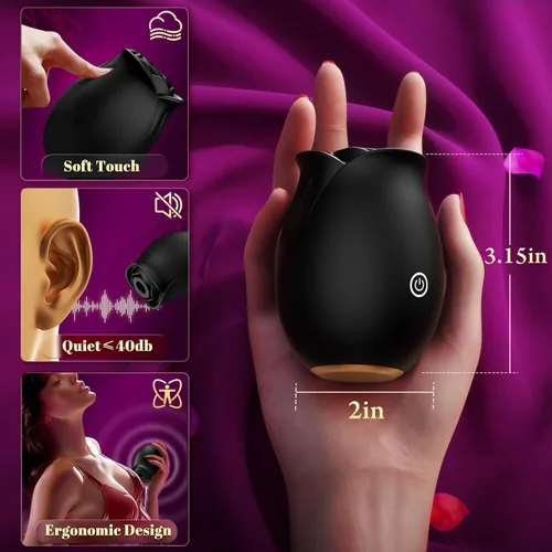 Vista 5 de Vibrador de succión de juguete sexual de rosas, juguetes para adultos con 9 modos de succión y vibración, juguetes sexuales impermeables