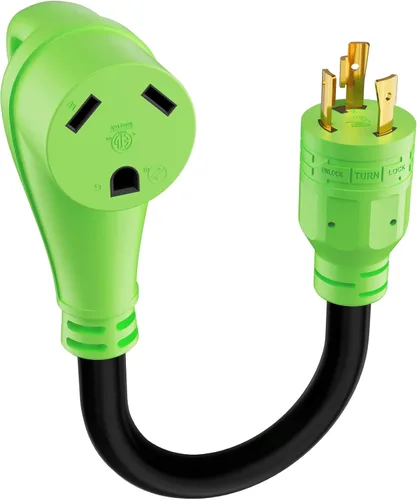 Vista 9 de Cable adaptador de generador RV de 30 amperios a 50 amperios, enchufe macho de bloqueo giratorio NEMA L5-30P a receptáculo hembra NEMA 14-50R