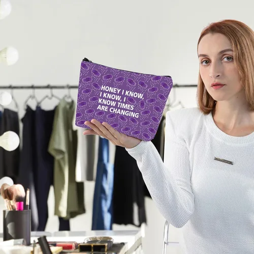 Vista 12 de WZMPA Bolsa de maquillaje cosmética para fanáticos de la música, regalo inspirado en la música, miel, sé que conozco, bolsa de maquillaje con Miel