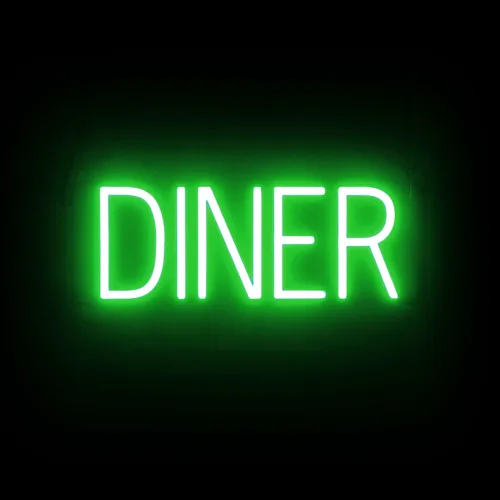 Vista 40 de SpellBrite HAMBURGERS Letrero para restaurantes Letreros relacionados con el comedor con aspecto de neón, luz LED roja 40.0 x 6.3 pulgadas Rojo