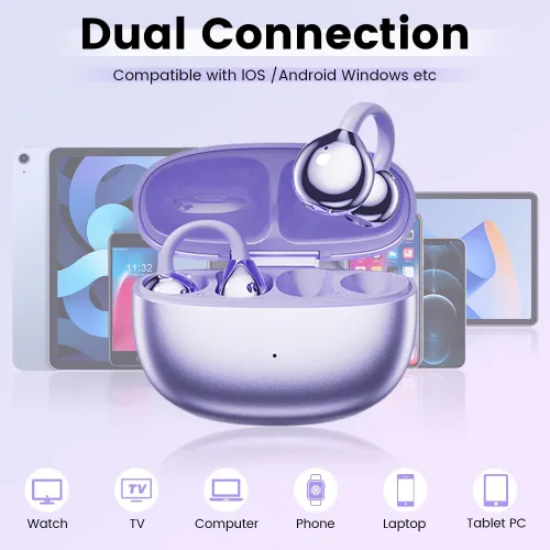 Vista 3 de Auriculares abiertos con clip para la oreja, auriculares inalámbricos Bluetooth 5.4 Los auriculares sobre la oreja con micrófono integrado