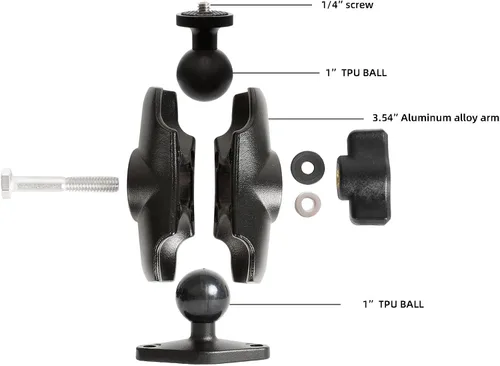 Vista 2 de xik Soporte de montaje para cámara: base rómbica de bola de 1 pulgada, rosca de 1/4 "-20 - Compatible con cámara de seguridad Logitech, DSLR, CCTV
