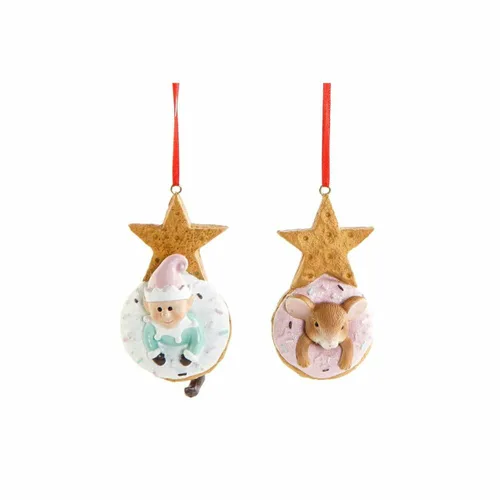 Vista 2 de Decoración Colgante DKD Home Decor Navidad Resina (2 pcs) (5.5 x 5 x 9 cm)