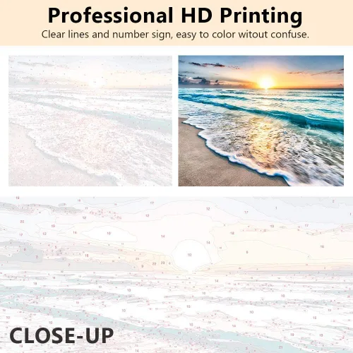 Vista 3 de TUMOVO Pintura por números para adultos, pintura de playa por números para niños de 4 a 8 años, kit de pintura de lienzo de paisaje costero, kit