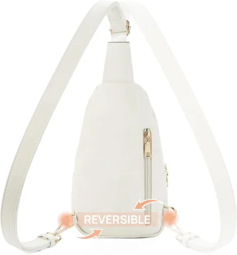 Vista 145 de Telena Riñonera pequeña para mujer, de cuero, cangureras, bolsa de pecho para mujer