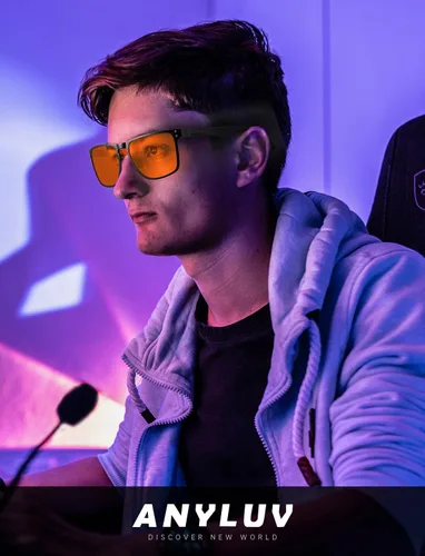 Vista 3 de ANYLUV Gafas de luz azul para hombre + lentes de bloqueo de luz azul para computadora de metal Al-Mg