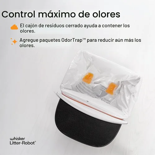 Vista 6 de Whisker Litter-Robot EVO Bundle - Caja de arena automática para gatos autolimpiante, diseño compacto que ahorra espacio, control avanzado de olores