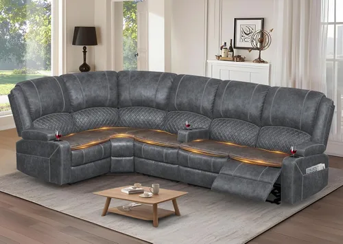 Vista 13 de Yolsali Sofá reclinable, sofá reclinable manual de 3 plazas con cojín de 2 niveles, sofás reclinables para sala de estar con consola removible