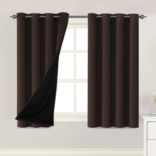 Vista 27 de H.VERSAILTEX Paneles de cortina 100% opacas de 45 pulgadas de largo, con aislamiento térmico, cortinas opacas con forro para dormitorio, dos capas