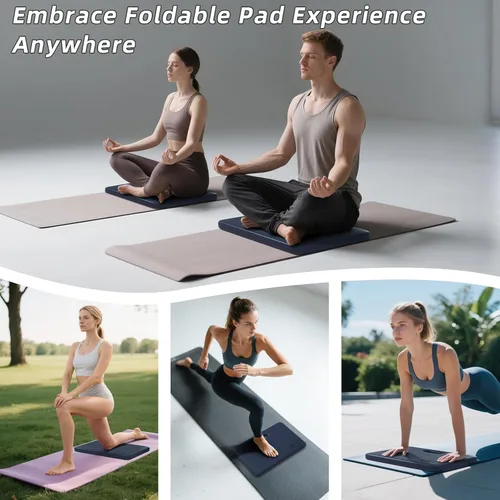 Vista 7 de ILILI Rodillera de yoga plegable, almohadilla suave de TPE de 24 x 17 x 0.5 pulgadas (tamaño plegable 17 x 12 x 1 pulgadas) para flexiones