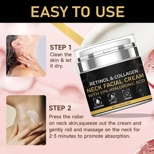 Vista 7 de Crema de retinol para cara con 15% de ácido hialurónico, hidratante facial de colágeno para cuello facial para levantar la piel reafirmante, crema