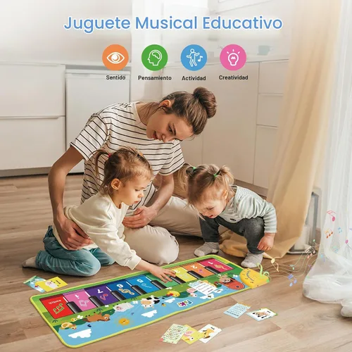 Vista 5 de FOKI - Alfombrilla para piano de piso, juguetes para bebés y niños pequeños Azul claro