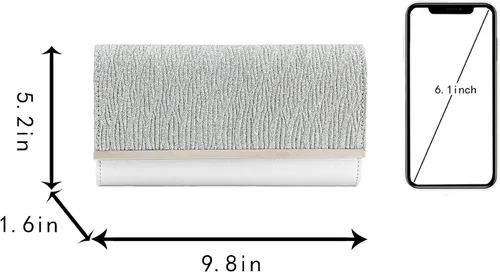 Vista 2 de Queena Bolso de mano de noche con purpurina brillante para mujer, bolso de cadena para boda, fiesta de graduación, regalo para mamá, esposa, novia